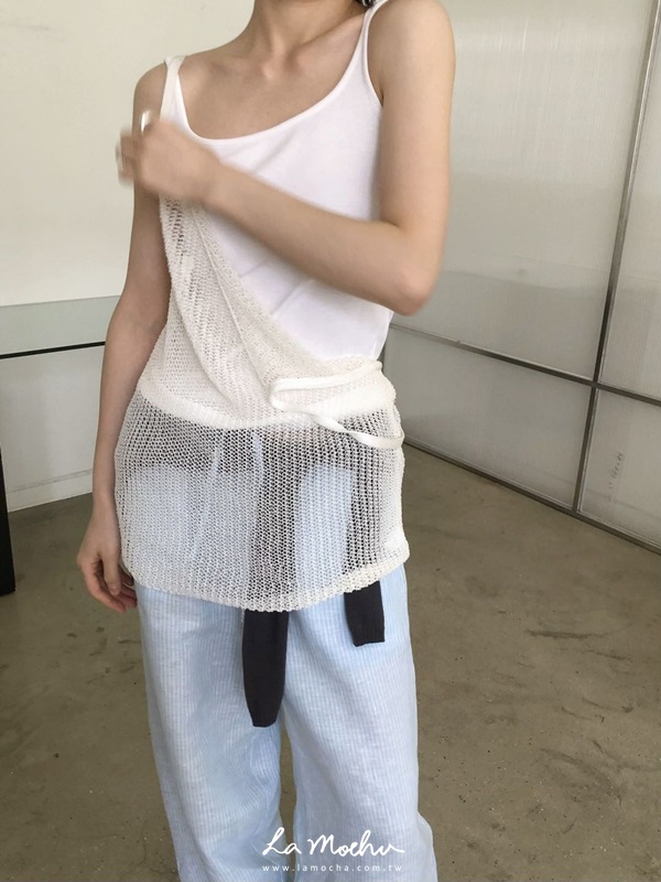 直條紋麻料直筒褲(闆娘.花花清單)